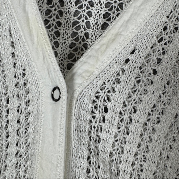 Lafayette 148 White Open Knit Cardigan Size XL Lightweight Button Front Sweater - Picture 7 of 15